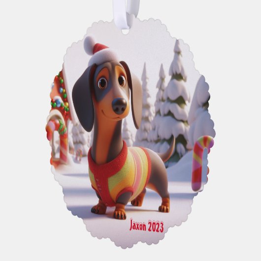 Geanimeerde teckel ornament kaart (Links)