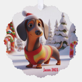 Geanimeerde teckel ornament kaart