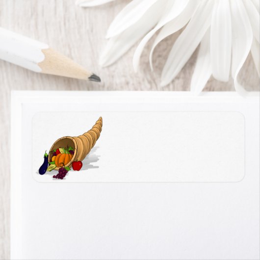 Geanimeerde Thanksgiving Cornucopia Etiket (Insitu)