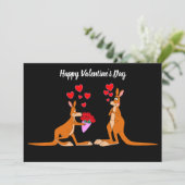 Geanimeerde Valentijnsdag Kangaroos platte kaart (Staand voorkant)