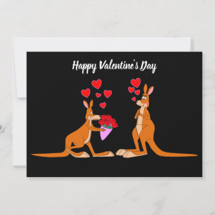 Geanimeerde Valentijnsdag Kangaroos platte kaart
