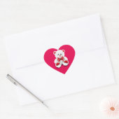 Geanimeerde Valentijnsdag White Teddy Bear Hart Sticker (Envelop)