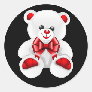Geanimeerde Valentijnsdag White Teddy Bear Ronde Sticker