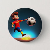 Geanimeerde voetballer met bal, badge ronde button 5,7 cm (Voorkant)
