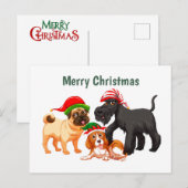 Geanimeerde vrolijke kersthonden briefkaart (Voorkant / Achterkant)
