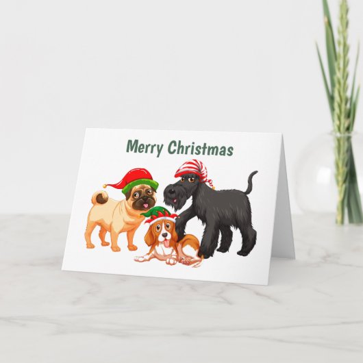 Geanimeerde vrolijke kersthonden kaart (Voorkant)