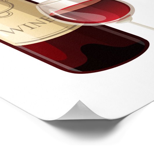 Geanimeerde wijnfles en -glas poster (Hoek)