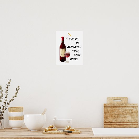 Geanimeerde wijnfles en -glas poster (Keuken)