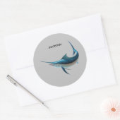 Geanimeerde zwaardvis ronde sticker (Envelop)