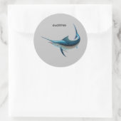 Geanimeerde zwaardvis ronde sticker (Tas)