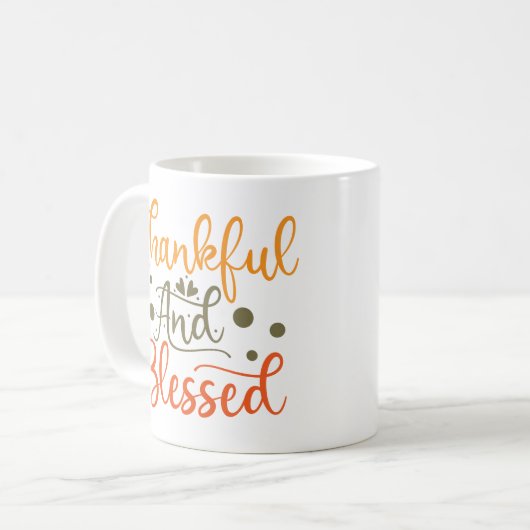 Geankelijke en versleten Thanksgiving Koffiemok (Voorkant links)