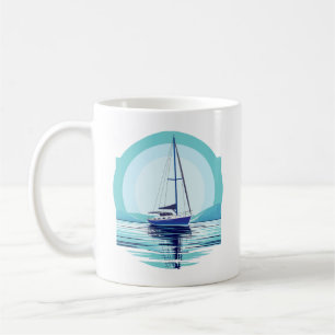 Geankerde zeilboot koffiemok