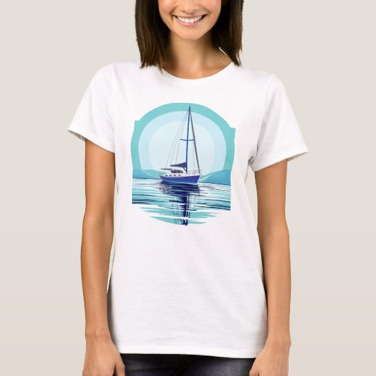 Geankerde zeilboot t-shirt (Voorkant)