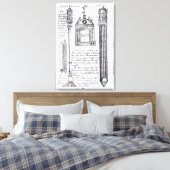 Geannoteerde illustratie van de slinger, diagonaal canvas afdruk (Insitu (Slaapkamer))