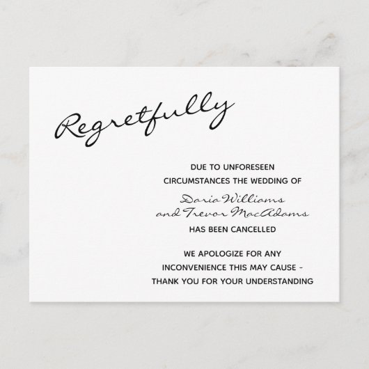 Geannuleerd weddenschap Briefkaart (Voorkant)