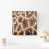 Geannuleerde Giraffe Pattern Wild Animal Print Gif Vierkante Klok (Huis)