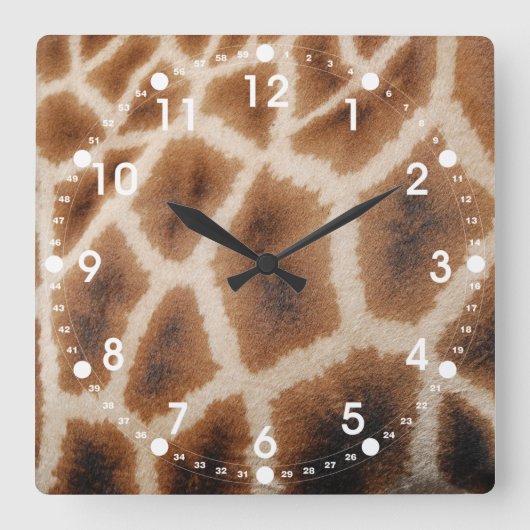 Geannuleerde Giraffe Pattern Wild Animal Print Gif Vierkante Klok (Voorkant)