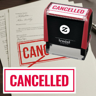 Geannuleerde moderne rode rand aangepaste kantoor zelfinktende stempel