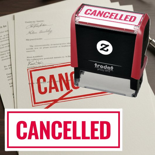 Geannuleerde moderne rode rand aangepaste kantoor zelfinktende stempel
