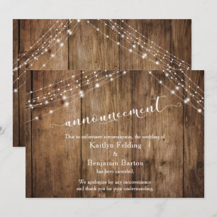 Geannuleerde trouwaankondiging van Rustic Wood & L Kaart