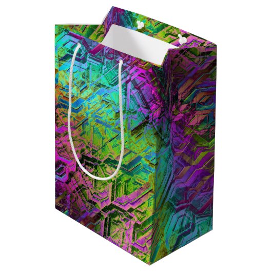 Geanodiseerd Regenboog Titanium Circuit: Medium Cadeauzakje (Achterkant Gekanteld)