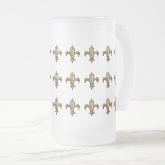 GEANTIQUEERDE GOLD FLEUR DE LIS PRINT MATGLAS BIERPUL (Voorkant rechts)