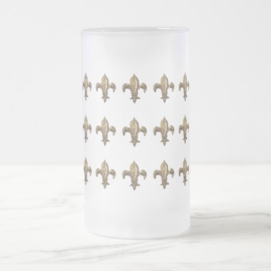 GEANTIQUEERDE GOLD FLEUR DE LIS PRINT MATGLAS BIERPUL (Center)