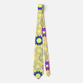 Gear02w x4 Patroon van tandwielen L Geel BG Stropdas (Voorkant)