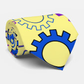 Gear02w x4 Patroon van tandwielen L Geel BG Stropdas (Opgerold)