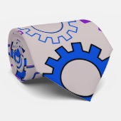 Gear02w x4 Patroon van tandwielen L Grijs BG Stropdas (Opgerold)