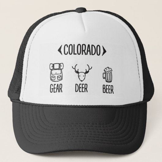 Gear, Deer, Beer Colorado Trucker Hat Pet (Voorkant)