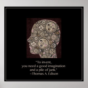 Gear Head met Thomas Edison Quote Poster