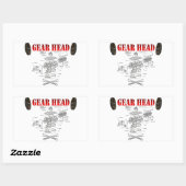 GEAR HEAD RECHTHOEKIGE STICKER (Vel)