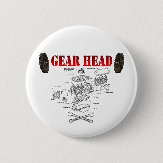 GEAR HEAD RONDE BUTTON 5,7 CM (Voorkant)