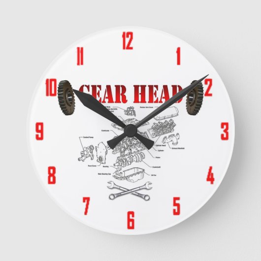 GEAR HEAD RONDE KLOK (Voorkant)