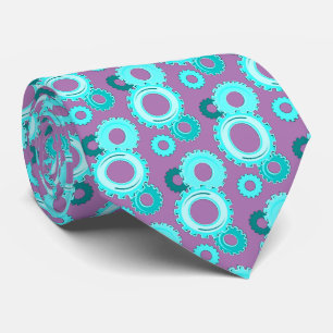 Gear Heads Blauwgroen op Lavender Mannen Mode Stropdas