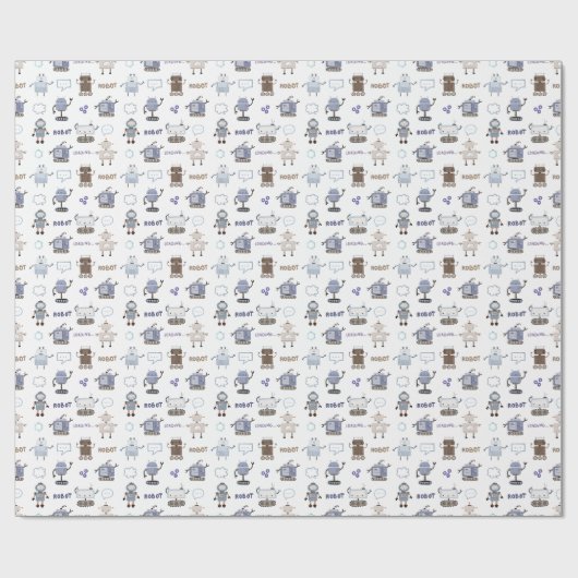 Gear Up voor Fun Robot Kinder Happy Birthday Cadeaupapier (Vlak)