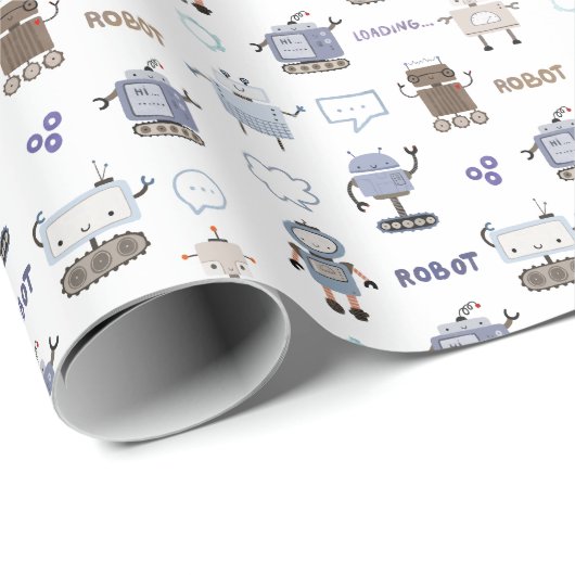 Gear Up voor Fun Robot Kinder Happy Birthday Cadeaupapier (Rol Hoek)