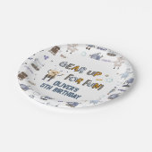 Gear Up voor Fun Robot Kinder Happy Birthday Papieren Bordje (Gekanteld)