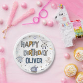 Gear Up voor Fun Robot Kinder Happy Birthday Papieren Bordje (Feest)