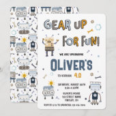 Gear up voor leuke robots personages verjaardagsfe kaart (Voorkant / Achterkant)