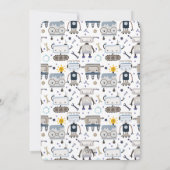 Gear up voor leuke robots personages verjaardagsfe kaart (Achterkant)