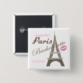 Gear van Paris Bachelorette Vierkante Button 5,1 Cm (Voorkant /achterkant)