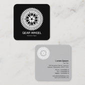 Gear Wheel 04 - Wit op zwart Vierkante Visitekaartje (Voorkant / Achterkant)