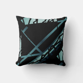 Gearceerd Blauwgroen schuin Abstract Art Design op Kussen