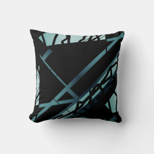 Gearceerd Blauwgroen schuin Abstract Art Design op Kussen