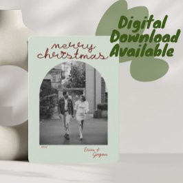 Gearchiveerde foto rode boog vrolijke kerstkaart kaart