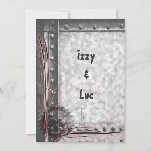 Gearhead Skull Rockabilly Grunge Gothic Weddenscha Kaart (Voorkant)