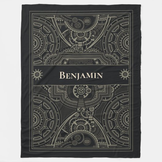  Gearhead Steampunk Fleece Deken (Voorkant)