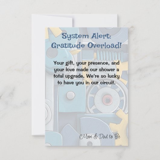 Gearing Up voor Baby - Bedankt Card (Achterkant)